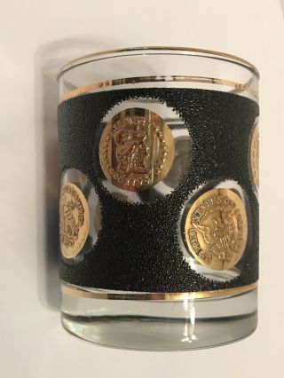 Vintage Libbey Black and Gold COIN GLASSES,  SET OF 4,  Whiskey - Cocktail 3