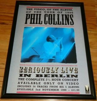 Phil Collins Seriously Live - Framed Press Release Promo Poster
