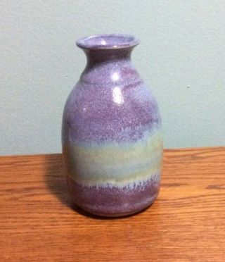 Hanselmann.  Studio Art Pottery.  5 3/4 " Flower Vase.  Signed Hp