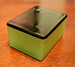 Vintage Antique Uranium Vaseline Glass Dresser Trinket Box Cigarette Case 2
