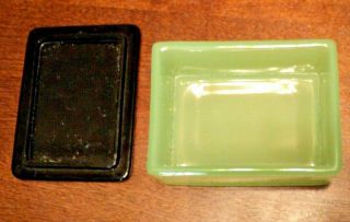 Vintage Antique Uranium Vaseline Glass Dresser Trinket Box Cigarette Case 3
