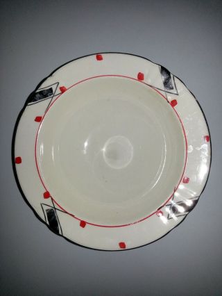Vintage Myott & Son Art Deco 6.  5 " Bowl Hand Painted Red Stripe Black