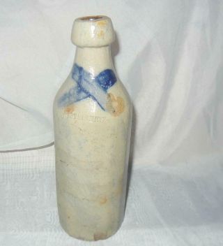 Antique 10 " A.  Steinmetz Stoneware Blue Stripe Crock Crockery Bottle