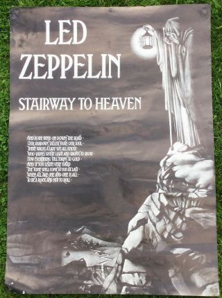 Large Vintage 1980s Led Zeppelin Stairway To Heaven Poster 35 X 25 "