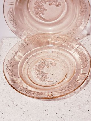 4 Federal Depression Glass Pink Sharon Cabbage Rose 7.  5 " Flat Soup Bowls