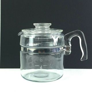 Vintage Pyrex 7756 Flameware 6 Cup Glass Stove Top Percolator Coffee Pot