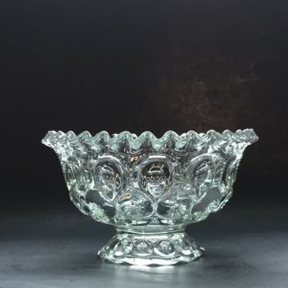Vtg Clear Moon & Star 8” Compote Candy Dish With Ruffled Edges L.  E Smith 5201