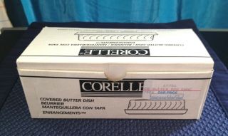 Nib Vintage 1996 Corning Corelle Enhancements Covered Butter Dish,  White,  Japan