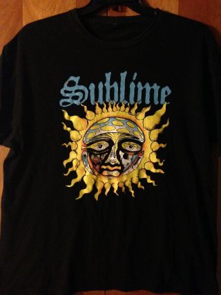 Sublime - Blue Logo (psychadelic Yellow Shrum Sun) - Black T - Shirt - Xlarge