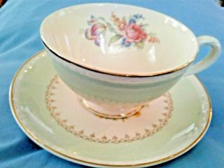 Homer Laughlin 1940’s Eggshell Georgian Green Tea Cup And Saucer