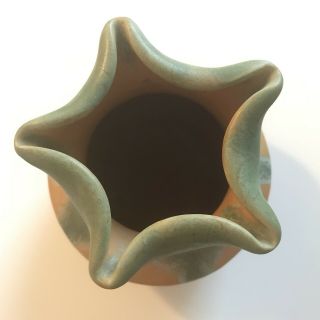 Camark Pottery Pinched Vase Green Over Orange Collectible Arkansas Art