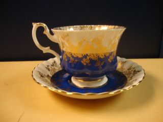 Royal Albert Cobalt Blue Regal Series Tea Cup And Saucer -