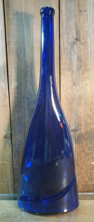 Vintage Cobalt Blue Glass 19 " Wine Bottle Garganega Pinot Grigio 1.  5 L