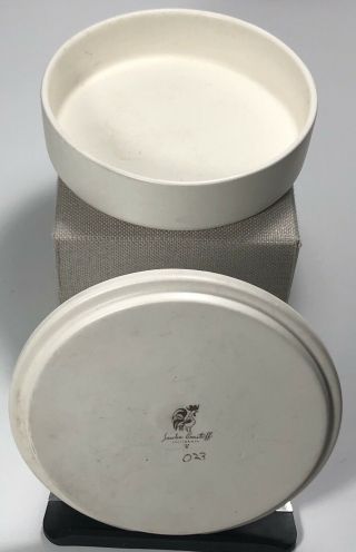 Vintage SASCHA BRASTOFF Mid Century Modern Round Lidded White Ceramic Box 2