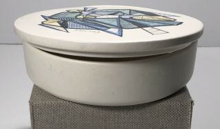 Vintage SASCHA BRASTOFF Mid Century Modern Round Lidded White Ceramic Box 4