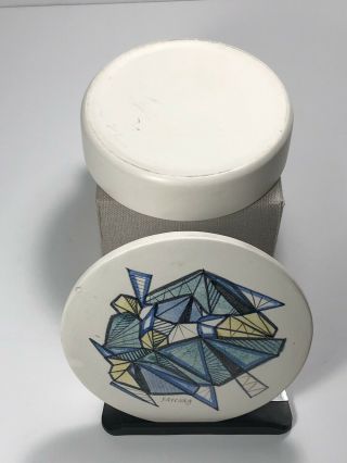 Vintage SASCHA BRASTOFF Mid Century Modern Round Lidded White Ceramic Box 5