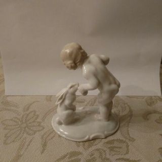 Hutschenreuther Art Deco Tutter Putto Nude Girl Child Rabbit Porcelain Figurine