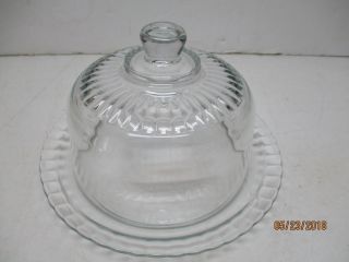 Arcoroc France Clear Glass 2 - Pc Cheese Dome Or Covered Serving Dish