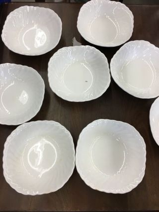 8 Johnson Brothers Regency Swirl White Square Cereal Bowls