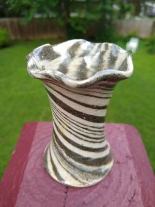 Charles Lisk Mini Swirl Fluted Vase Jug Face Catawba Valley Folk Pottery Nc