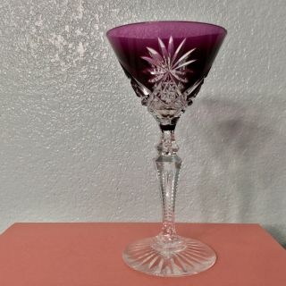 Vintage Bohemian Amethyst (purple) Cut To Clear Stemware Glass