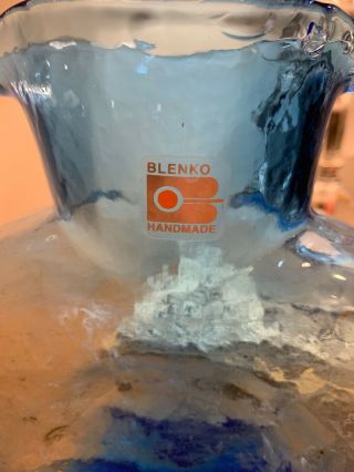 BLENKO ART Glass Double Spout Cobalt Blue Water Carafe Pitcher Jug Vase 2
