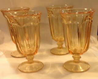 Vintage Imperial Glass Old Williamsburg Yellow Set Of 4 Ice Tea Glasses 6 5/8 "