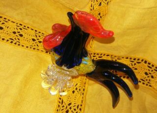 Murano Style Art Glass Hand Made Rooster / Chicken Figurine Statue 3