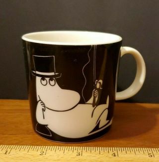Arabia Finland Moomin Fishing Coffee Mug Cup Made In Finland Black
