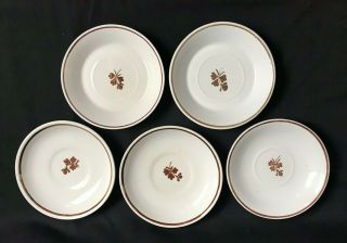 5 Antique Meakin Royal Ironstone China Tea Leaf Copper Luster 6 " Saucers Ygf