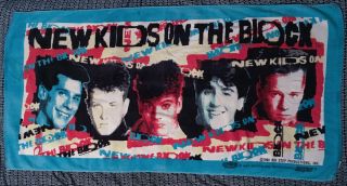 Vintage Kids On The Block Beach Towel 30 X 58 " Colorful 1989 Nkotb