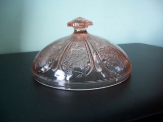 Jeannette Dep.  Glass Pink Cherry Blossom Butter Dish Lid Only