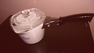 Corning Ware Blue Cornflower 4 Cup Sauce Maker / Measuring Pot W/ Lid & Handle