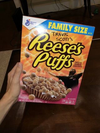 Reeses Puffs Travis Scott Cereal Cactus Jack Family Size Rare Limited Kylie Dope