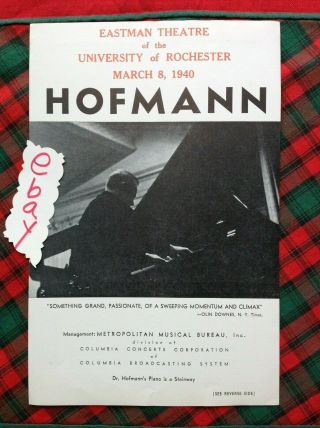 1940 Josef Hofman Eastman Theatre Flyer Rochester Box D Handbill Gc