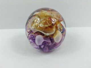 ROBERT HELD Hand Made Canadian Studio Art Glass Multicolored Dome Paperweight 2