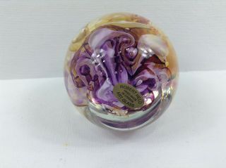 ROBERT HELD Hand Made Canadian Studio Art Glass Multicolored Dome Paperweight 4