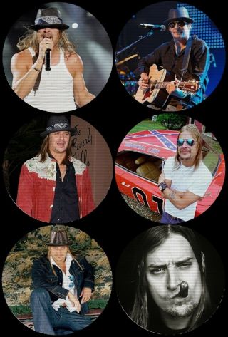 Kid Rock Photo Round Drink Coasters Polyester Top Rubber Bottom Set Of 6