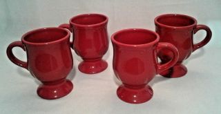 Pfaltzgraff Vintage Winterbury Pedestal Mugs Ruby Red 5 " Tall 12oz.  Set Of 4