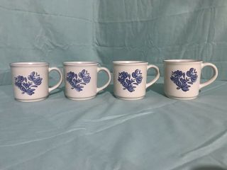 Set Of 4 Pfaltzgraff Yorktowne 10 Oz Coffee Mugs,  289,  Stoneware Blue Floral