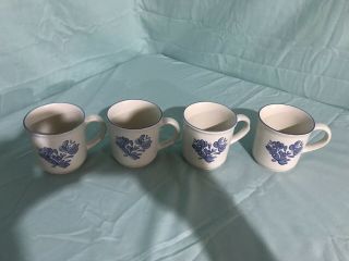 Set of 4 Pfaltzgraff Yorktowne 10 Oz Coffee Mugs,  289,  Stoneware blue floral 2