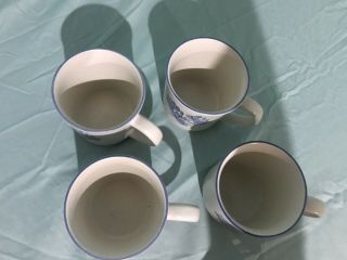 Set of 4 Pfaltzgraff Yorktowne 10 Oz Coffee Mugs,  289,  Stoneware blue floral 3