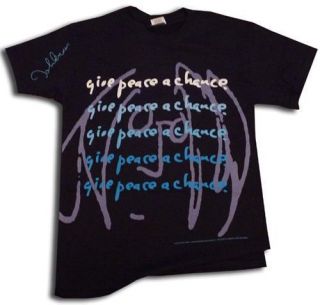 John Lennon - Give Peace A Chance Mens Black Cotton T - Shirt - & Official