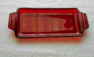 Vintage Ruby Red Handled Tray