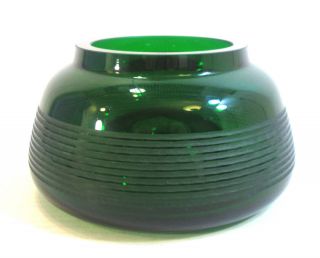 Ivv Contemporary Etched Green Crystal Vase 7.  5 " Dia.  From Italy This