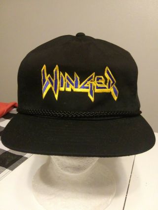 Vtg Winger Hat Cap Tour Strapback Embroidery