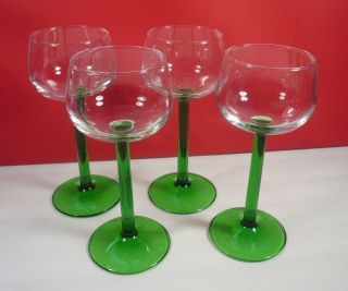 Hock Rhine Emerald Green Stem 4 Wine Glasses Jg Durand Cristal D 