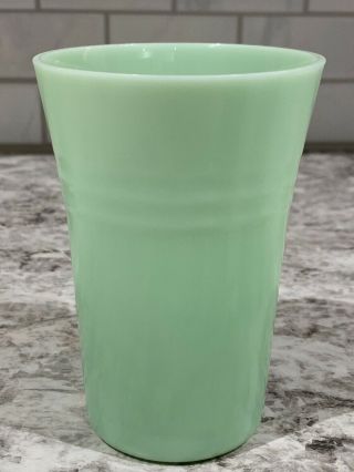 Set of 4 Jadeite Green Milk Glass Ribbed Tumblers Cup Jade Juice Water Glasses 2