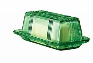 USA Green Vintage Depression Glass Butter Dish Covered with Lid for Refrigerator 2