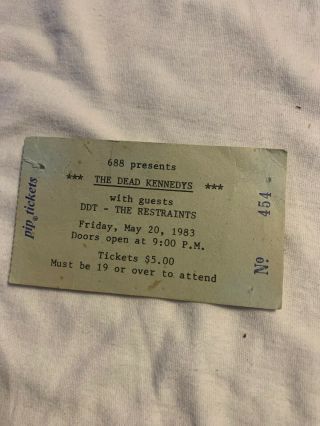 Vintage Concert Ticket The Dead Kennedys 1983